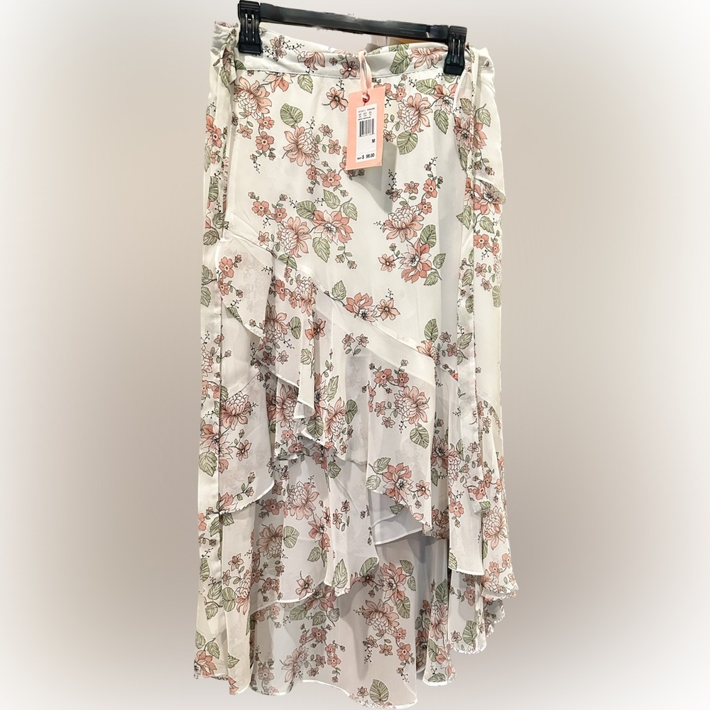 NWT Chelsea and Violet, floral wrap chiffon style skirt
